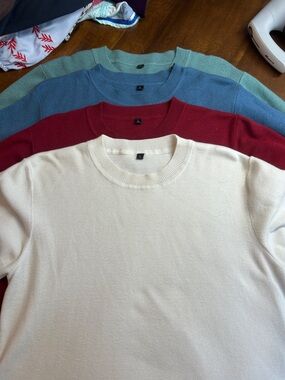 4 Classic Crew neck Summer Sweater - Ivory, Burgundy, Blue, Sage Bundle